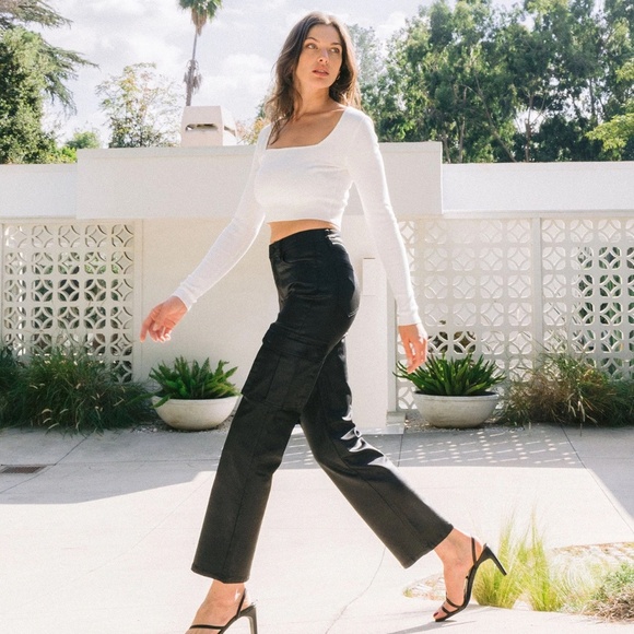 Vervet Astonished high rise coated cargo straight jeans - Picture 1 of 4